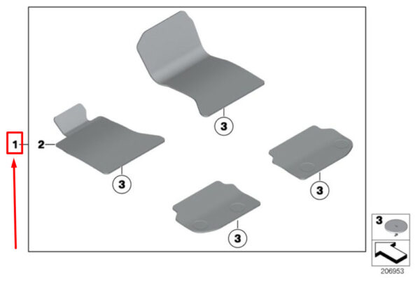 51477351386 - BMW 5 F10 floor mat set 51477351386 7351386 NEW ORIGINAL