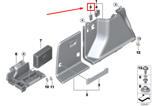 51477362163 - BMW 3 F34 trunk trim multifunction hook 7362163 51477362163 NEW