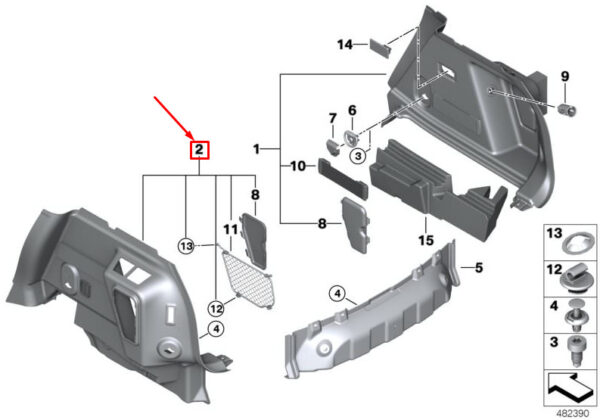51477386515 - MINI COUNTRYMAN F60 REAR LEFT BOOT LINER 51477386515 NEW GENUINE