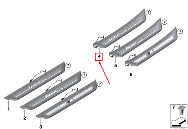 51477407023 - BMW 6 Gran Turismo G32 sill trim rear left 51477407023 new