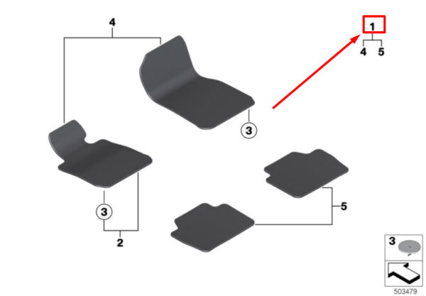 51477426298 - BMW 4 Coupe F32, F82 Velour Floor Mats Set 7426298 51477426298, New Genuine
