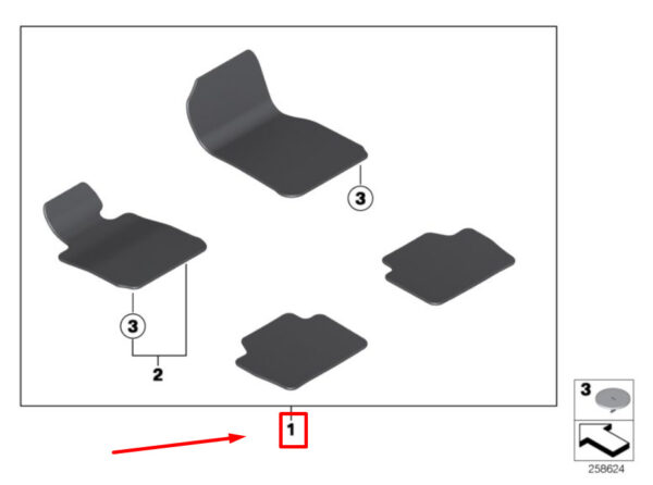 51477426320 - BMW 3 Series F30, F80 floor mat set 51477426320 7426320 NEW ORIGINAL