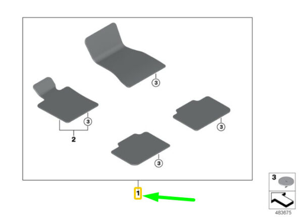51477911020 - BMW 6 Gran Turismo G32 Velour Floor Mat Set RHD 51477911020  New Genuine