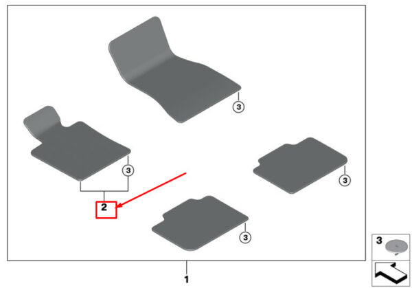 51477943010 - BMW 6 Gran Turismo G32 Front Left Floor Mat LHD 51477943010 NEW GENUINE
