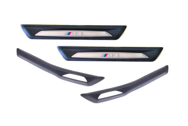 51478055779 - New Genuine BMW 3' F80 M3 Front + Rear Left Right Door Entry Trim Set "M3" OEM