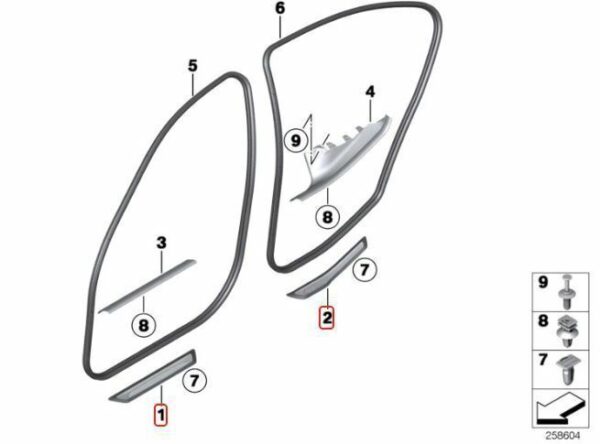 51478055779 - New Genuine BMW 3' F80 M3 Front + Rear Left Right Door Entry Trim Set "M3" OEM