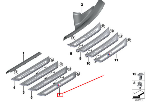 51478061034 - NEW BMW 6 GRAN TURISMO G32 FRONT DOOR SILL PLATE 51478061034 8061034 ORIGINAL