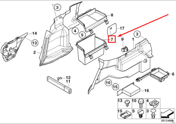 51478204078 - BMW 3 E46 luggage compartment tray right 8204078 51478204078 NEW ORIGINAL