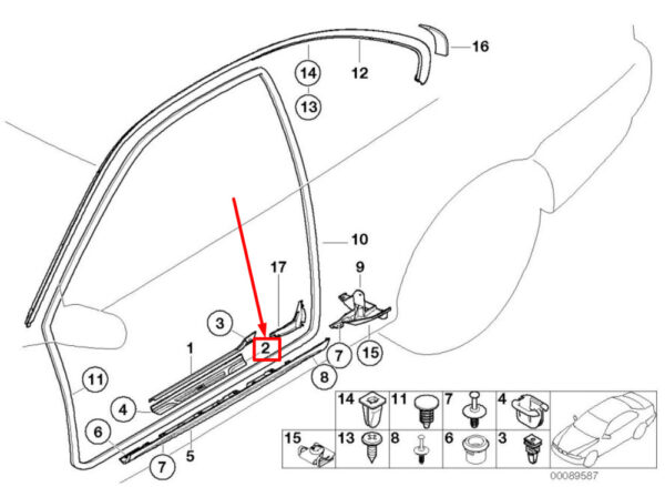 51478204114 - BMW 3 E46 Front Right Door Sill Trim 51478204114 8204114 NEW GENUINE