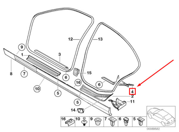 51478227525 - BMW 3 Series E46 entry strip rear left 8227525 51478227525 NEW ORIGINAL