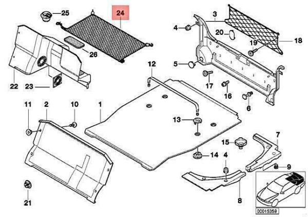 51478229781 - OEM BMW E38 725TDS 728I 728IL 730D 730I LUGGAGE COMPARTMENT NET 51478229781 NEW