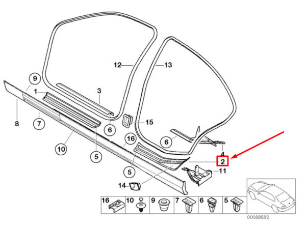 51478233474 - BMW 3 E46 entry-level strip trim rear right 8233474 51478233474 NEW