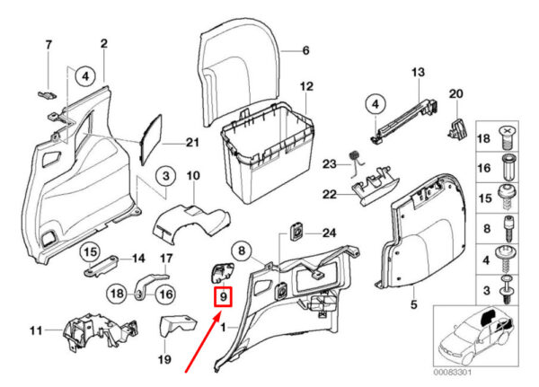 51478262250 - BMW 3 E46 BOOT FLOOR PANEL RIGHT 51478262250 8262250 NEW GENUINE