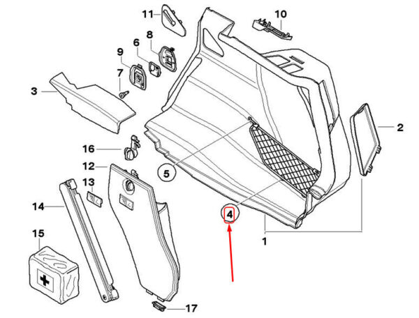 51479147398 - OEM BMW 1 E81 RIGHT TRUNK TRIM PANEL STORAGE NET MOUNT 51479147398 GENUINE