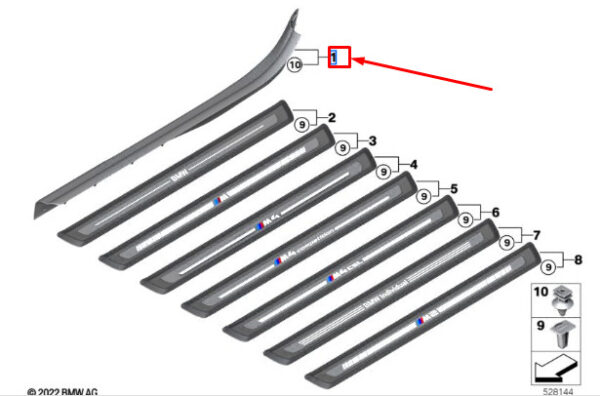 51479478174 - BMW 4 Coupe G22 Front Right Sill Trim 51479478174 NEW GENUINE