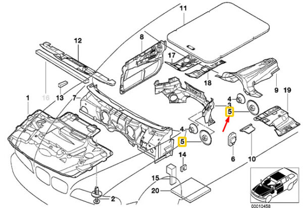 51481884110 - NEW BMW 5 E39 FRONT SOUND ISOLATING SWITCH BUTTON 51481884110 1884110 GENUINE