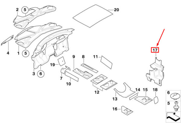 51487076933 - NEW MINI CABRIO R52 REAR LEFT TRUNK SOUND INSULATION 51487076933 7076933