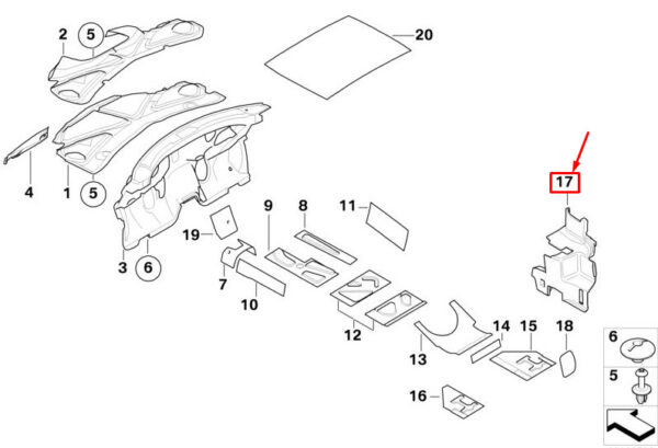 51487076934 - NEW MINI CABRIO R52 REAR RIGHT TRUNK SOUND INSULATION 51487076934 ORIGINAL