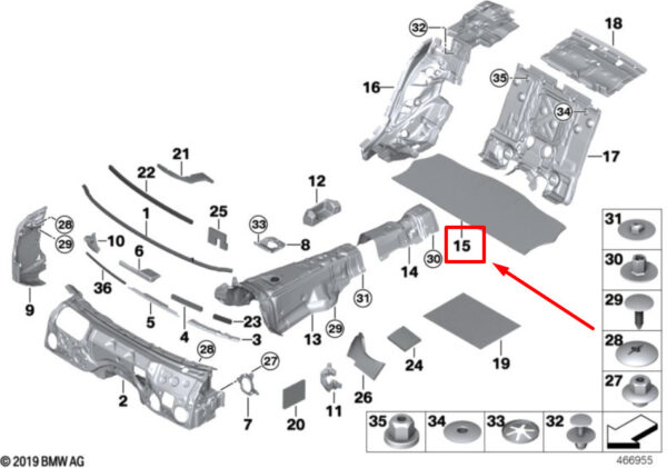 51487429725 - BMW 7 G11 G12 sound insulation for the rear floor 51487429725 7429725 new