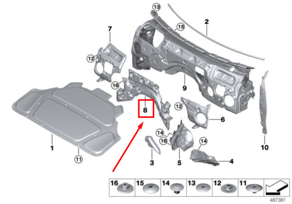51487434842 - NEW BMW 3 G20 DASH PANKE ENGINE TO SOUNG INSULAT. 7434842 51487434842 ORIGINAL