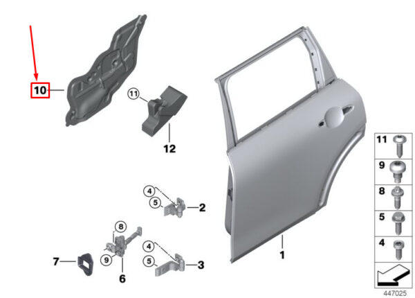51487442380 - NEW MINI CLUBMAN F54 REAR RIGHT DOOR SOUND INSULATING 51487442380 ORIGINAL