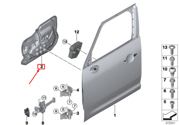 51487492040 - MINI COUNTRYMAN F60 FRONT RIGHT DOOR SOUND INSULATION 51487492040 NEW GENUINE