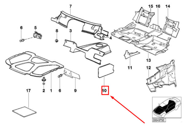 51488236694 - BMW 3 E36 Front Right Door Sound Insulation 51488236694 8236694 NEW GENUINE