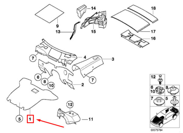 51488397678 - NEW BMW Z3 HOOD INSULATION PAD COVER INSULATOR (96-02) 51488397678 96-01