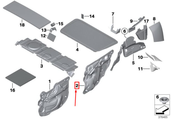 51489806200 - MINI COUNTRYMAN R60 Right Rear Door Sound Deadening 51489806200 NEW GENUINE