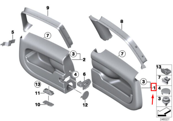 51492756199 - NEW MINI CLUBMAN R55 REAR LEFT DOOR PANELS 51492756199 2756199