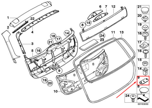 51497164898 - BMW 3 Touring E91 Trunk Lid Molding Cover 51497164898 7164898 NEW GENUINE