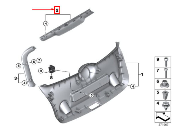 51497302706 - MINI COOPER F56 REAR UPPER BOOT LID TRIM 51497302706 GENUINE