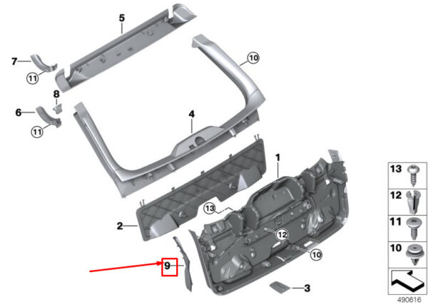 51497390426 - BMW 5 Touring G31 molding rain gutter rear right 51497390426 new original