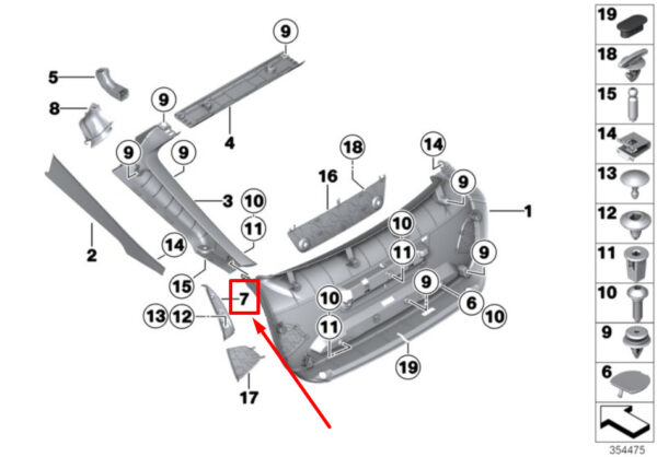 51497453343 - NEW BMW 3 GRAN TURISMO F34 REAR LEFT DRIP RAIL TRIM 51497453343 7453343 ORIGINAL