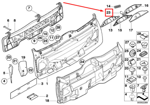 51498158287 - BMW 5 E39 rear wiper linkage cover cap 51498158287 8158287 NEW ORIGINAL