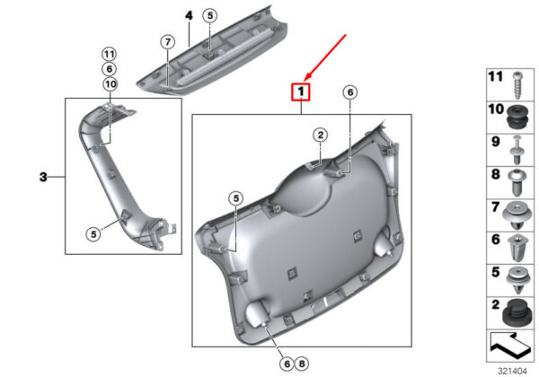 51499809039 - MINI PACEMAN R61 LOWER TAILGATE TRIM 51499809039 9809039 NEW GENUINE