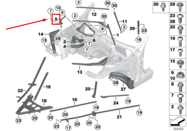 51617326244 - NEW BMW 4 GRAN COUPE F36 FRONT PARTITION WALL STRUT 51617326244 7326244 ORIGINAL