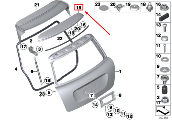 51622753756 - MINI COOPER R56 Tailgate Spoiler 51622753756 NEW REAL