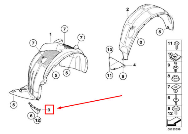 51623416421 - NEW BMW X3 E83 FRONT LEFT WHEEL ARCH COMPRESSED LIP DIFFUSER 3416421 GENUINE