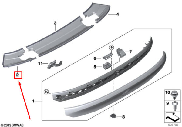 51627423547 - BMW 6 Gran Turismo G32 spoiler case left 51627423547 7423547 NEW ORIGINAL