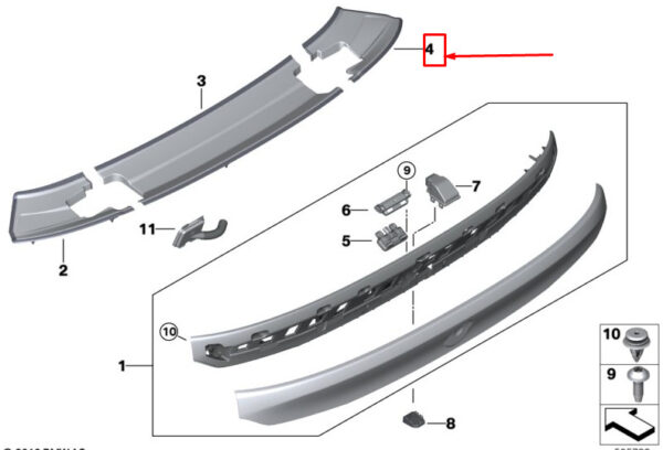 51627423548 - BMW 6 Gran Turismo G32 rear spoil trim right 51627423548 NEW ORIGINAL