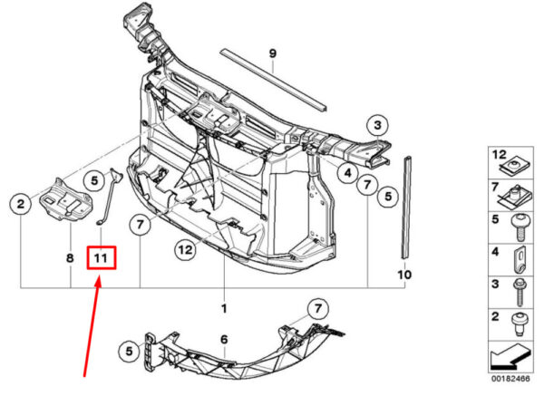 51647200099 - BMW 1 E88 retaining hook for front tensioning brace 7200099 51647200099 NEW ORIGINAL