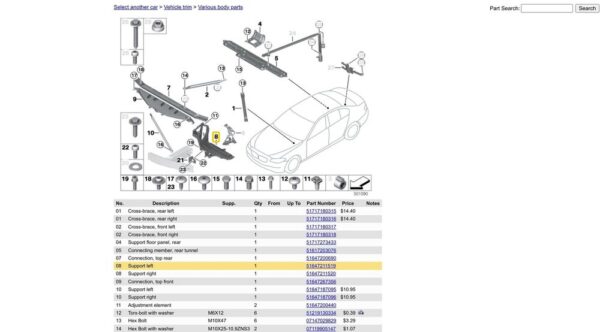 51647211519 - BMW F06 F12 F13 640i 650 xDrive M6 Large Coupe Driver Left Brackets 51647211519