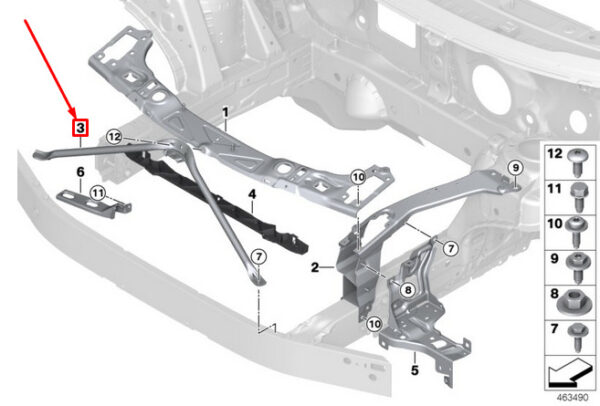 51647351533 - NEW MINI COOPER CLUBMAN F54 FRONT PANEL V-STRUT 51647351533 7351533 ORIGINAL