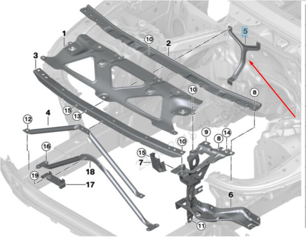 51647434174 - NEW BMW 7 G11 HEATER Y SHAPE SUPPORT BODY REINFORCEMENT 51647434174 2016 ORIGINAL