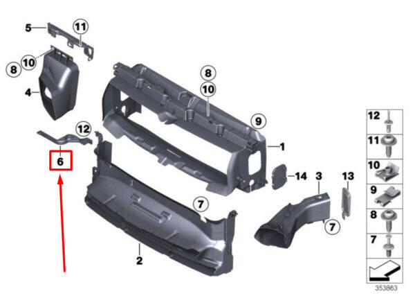 51648066623 - BMW 2 F22F87 lower left auxiliary radiator mount 51648066623 8066623 NEW ORIGINAL
