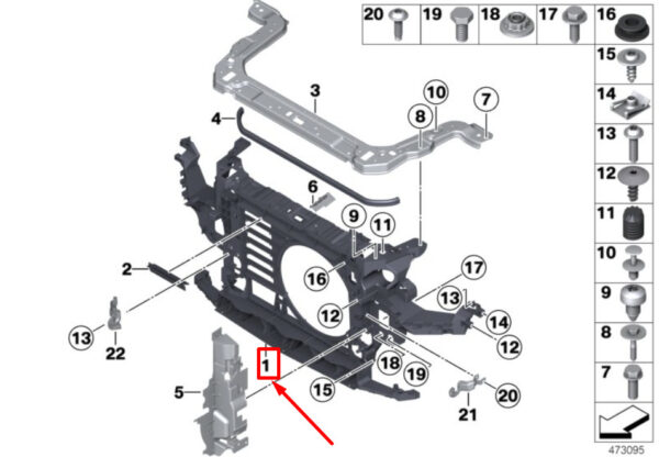51649809282 - NEW MINI PACEMAN R61 FRONT COOLER SUPPORT PANEL 51649809282 9809282 GENUINE