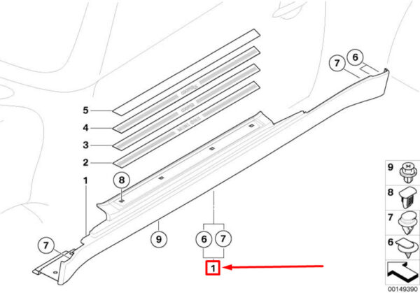 51711505863 - NEW MINI COOPER R50 LEFT ROCKER SHAPES SILLS 51711505863 ORIGINAL