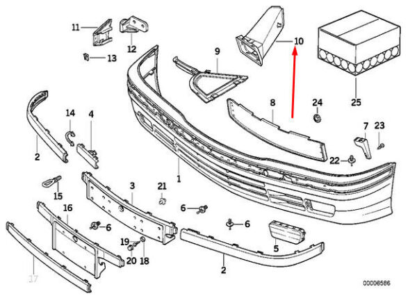 51711977115 - OEM BMW 3 E36 FRONT BUMPER LEFT AIR DUCT 51711977115 1977115 GENUINE