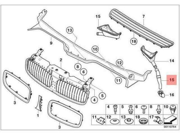 51717027043 - OEM BMW E65 E66 E67 SEDAN FRONT COWL DRAIN HOSE 51717027043 GENUINE NEW